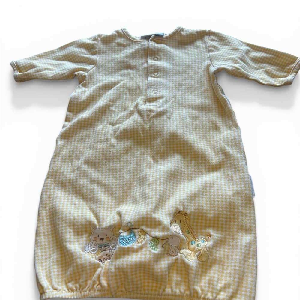 Vintage Yellow Vitamin Baby Sleep Sack with Animal Appliqué